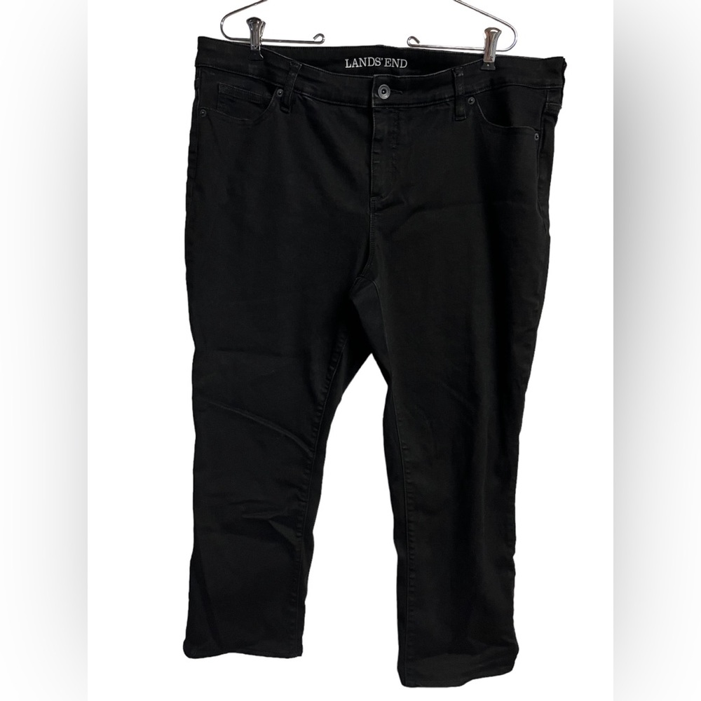 Lands End black jeans mid rise straight cut size 18 Petite